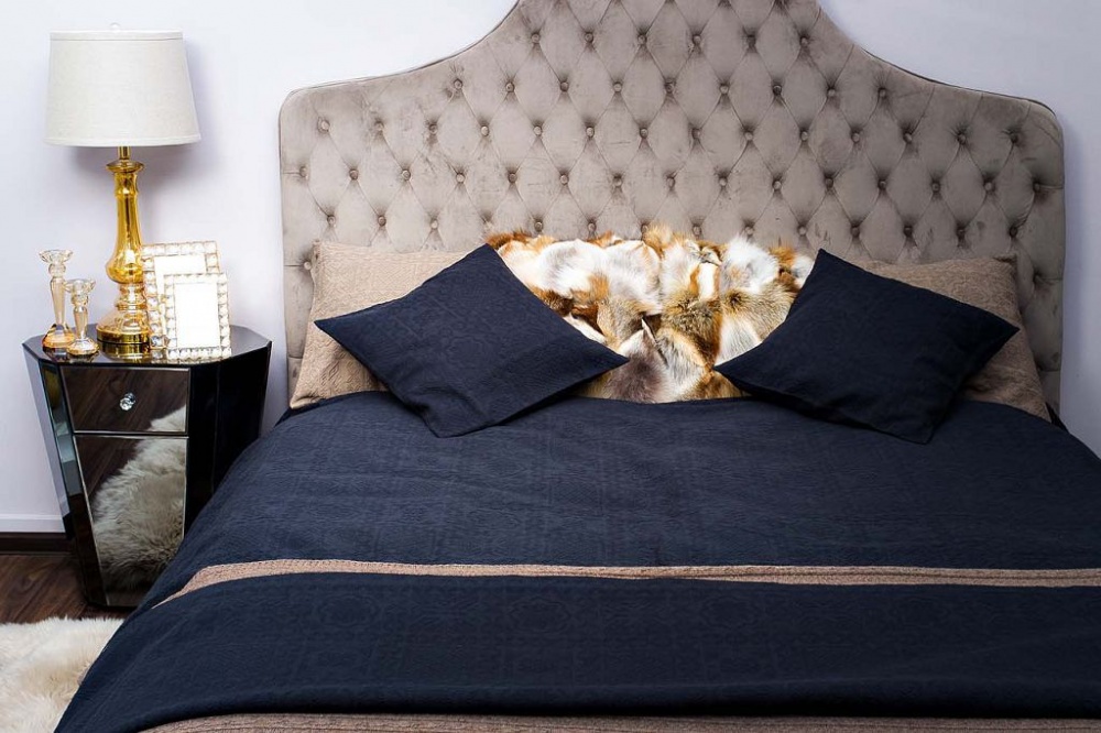 Покрывало на двуспальную кровать 240х260 тёмно-синее natalie 16amr-natalie pk2.dbl